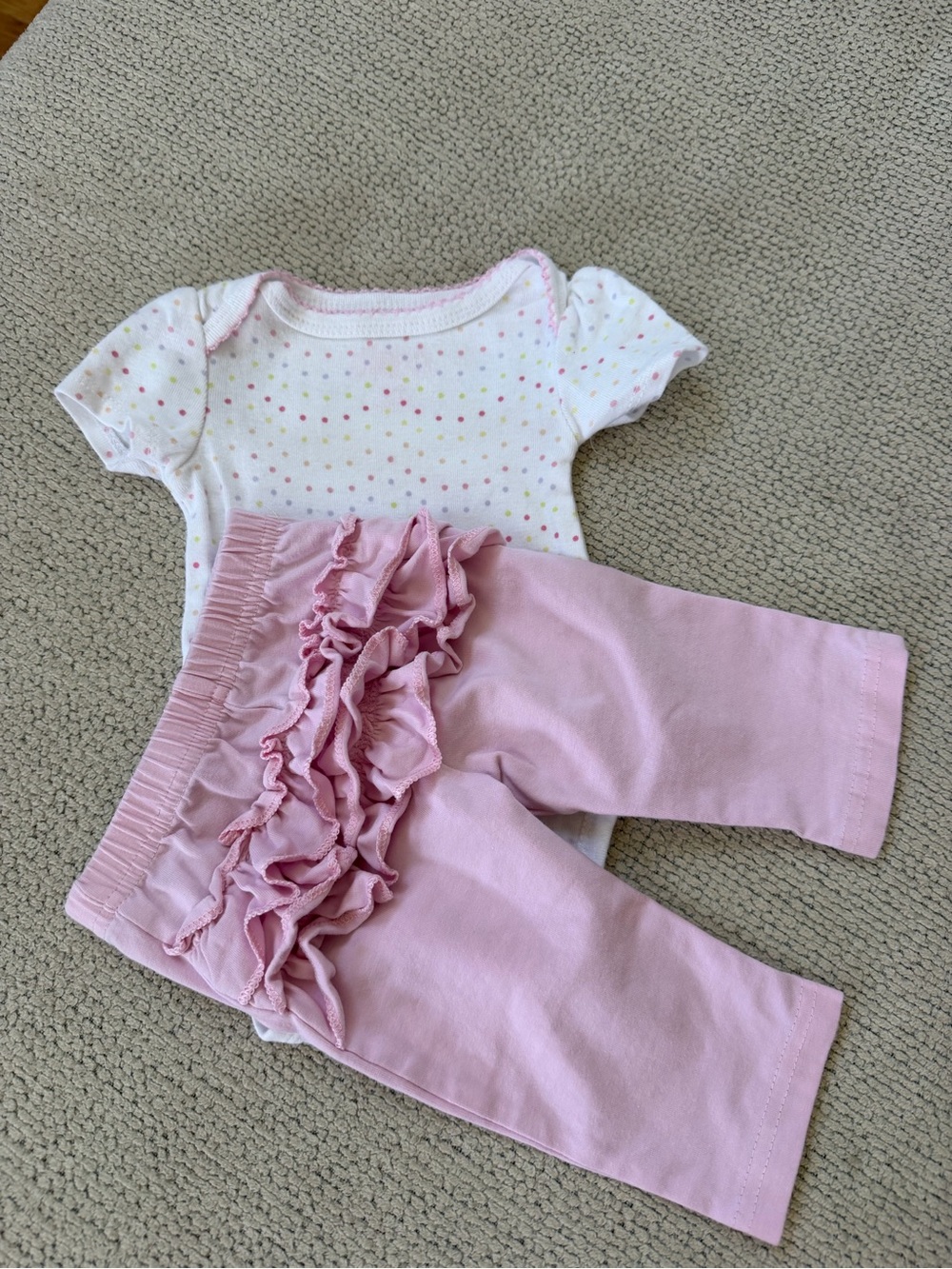 Circo Pink Ruffle Leggings with Dot Tee
